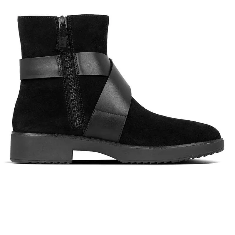 FitFlop | Y84-090 מגפי נשים מונה עם אבזם שחור זמש – תמונה 3