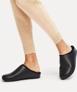 DY7-090 / FITFLOP כפכף פיטפלופ פרווה קריסי עור שרלינג שחור