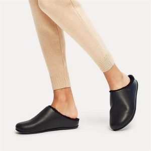 DY7-090 / FITFLOP כפכף פיטפלופ פרווה קריסי עור שרלינג שחור