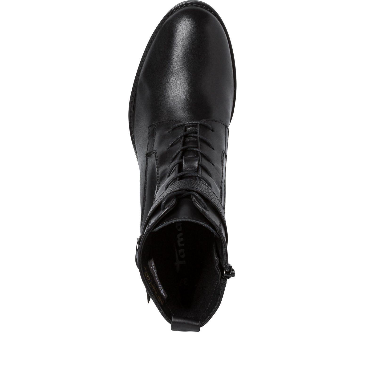 Tamaris / מגפוני עור שרוכים ואבזם עקב רחב שחור – תמונה 4