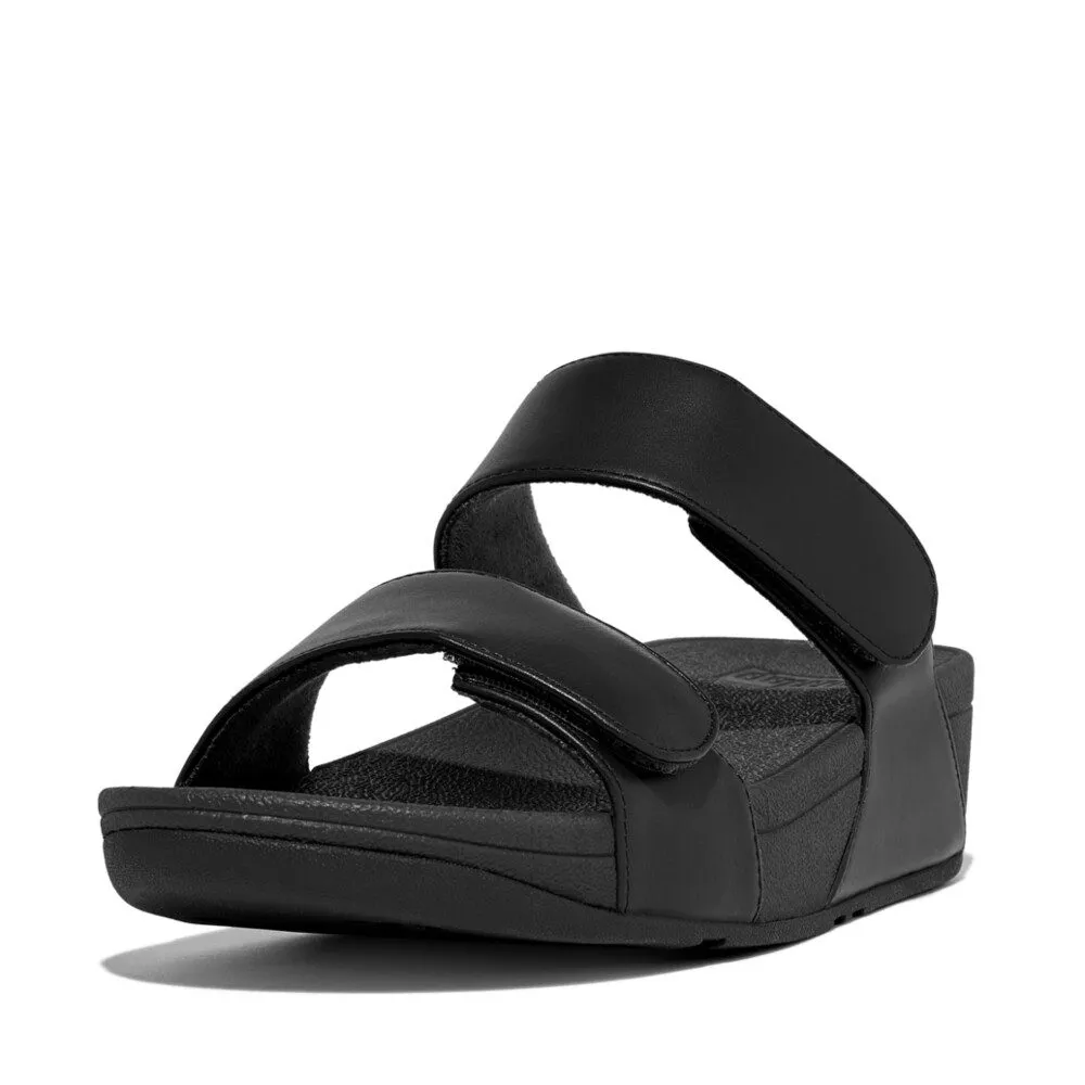 FV6-090 | FitFlop Lulu Two-Bar Slide Sandals כפכפי נשים שתי רצועות בצבע שחור