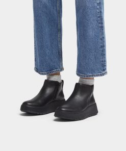 FitFlop | GM2-090 מגפי קרסול פ-מוד מעור שטוח עם רוכסן שחור