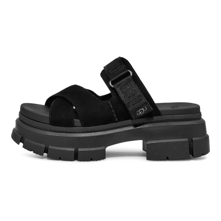 ⁦כפכפי נשים פלטפורמה UGG / Ashton Slide Black⁩ – תמונה ⁦2⁩