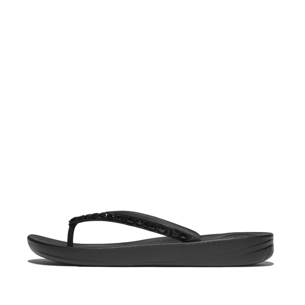 FitFlop iQushion Crystal Toe-Post | JC8-090 כפכפי אצבע לנשים עם קריסטלים בצבע שחור – תמונה 6