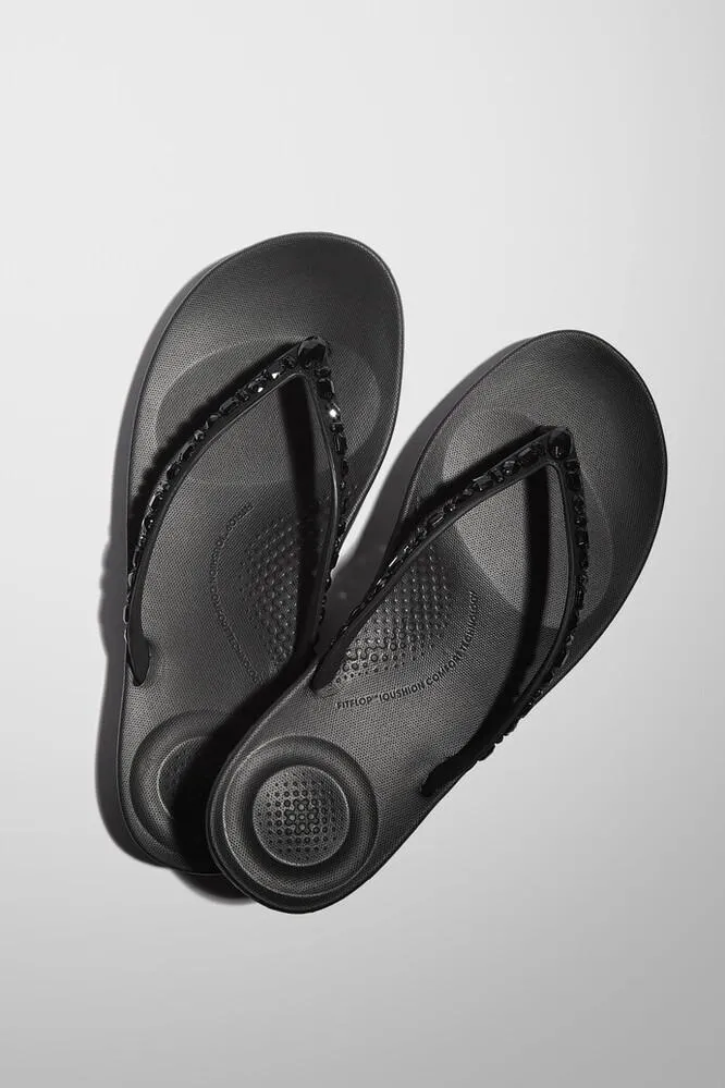 FitFlop iQushion Crystal Toe-Post | JC8-090 כפכפי אצבע לנשים עם קריסטלים בצבע שחור – תמונה 7