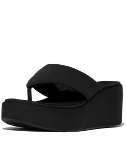 FitFlop | JF8-090  כפכפי פלטפורמה וודג'ס טו פוסט שחור