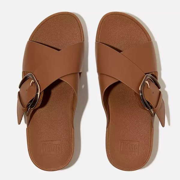 ⁦FitFlop | JE8-C15 כפכפי לולו אבזם קרוס חום⁩ – תמונה ⁦3⁩