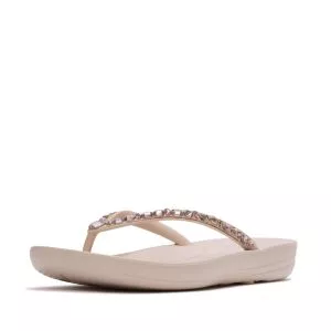 FitFlop iQushion Crystal Toe-Post | JC8-D46 כפכפי אצבע לנשים עם קריסטלים בגוון Nude Rose