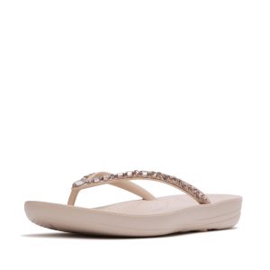 FitFlop iQushion Crystal Toe-Post | JC8-D46 כפכפי אצבע לנשים עם קריסטלים בגוון Nude Rose