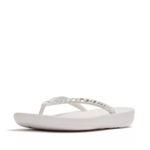 FitFlop iQushion Multi-Tone Crystal Toe-Post JC8-194 כפכפי אצבע לנשים עם קריסטלים בצבע לבן