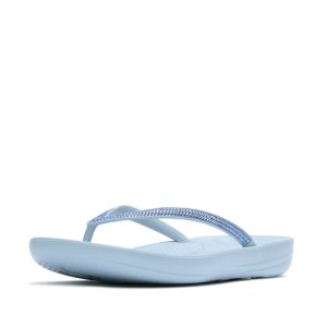 FitFlop iQushion Sparkle Toe-Post R08-D50 כפכפי אצבע לנשים עם נצנוץ בצבע תכלת
