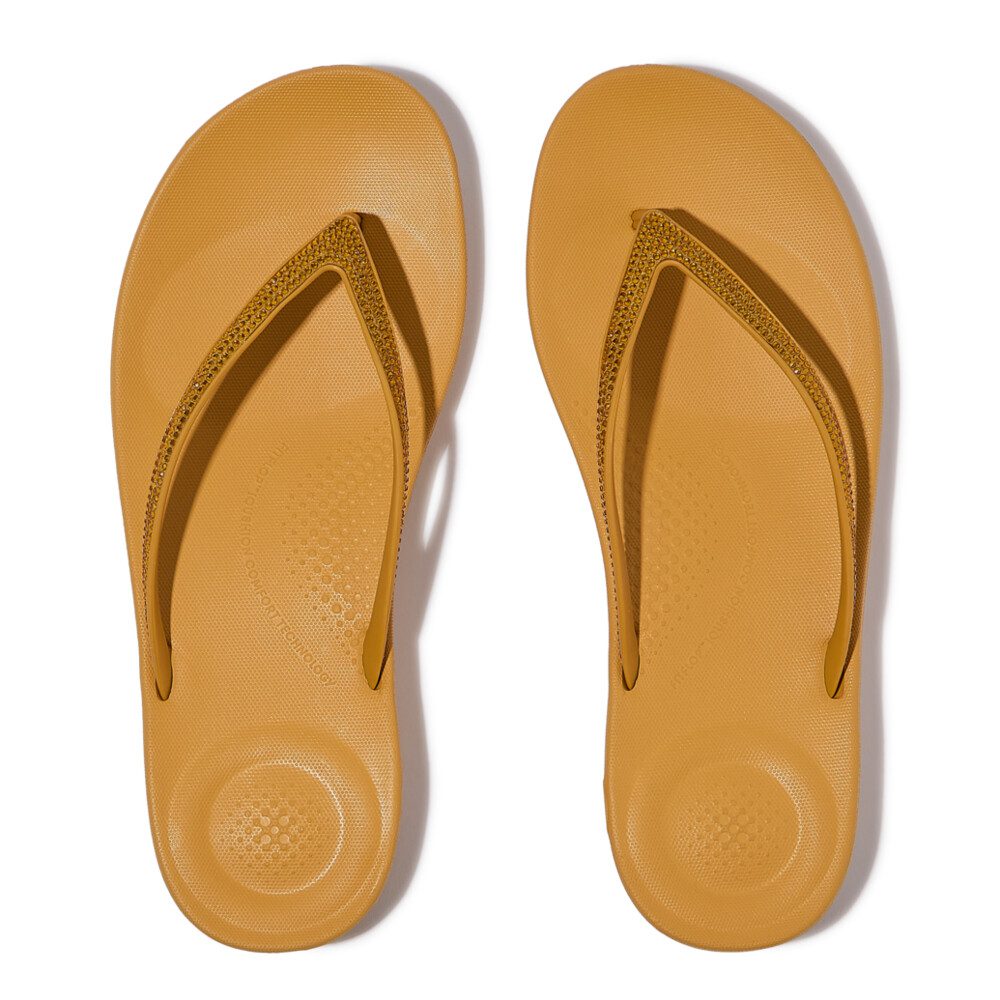 FitFlop iQushion Sparkle Toe-Post R08-D65 כפכפי אצבע לנשים עם נצנוץ בצבע כתום – תמונה 5