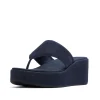 FitFlop Wedge Toe-Post Sandals Denim Dark | A5H-D71  כפכפי פלטפורמה לנשים בצבע כחול ג'ינס