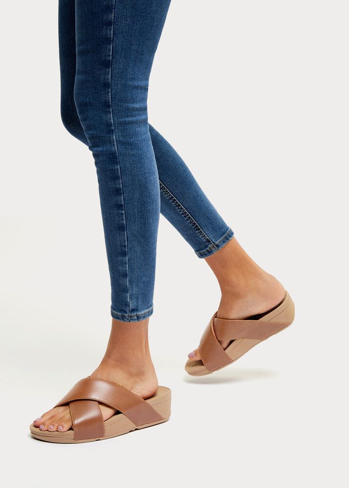 FitFlop Lulu Cross Slide Sandals K04-592 כפכפי נשים לולו איקס בצבע חום – תמונה 4