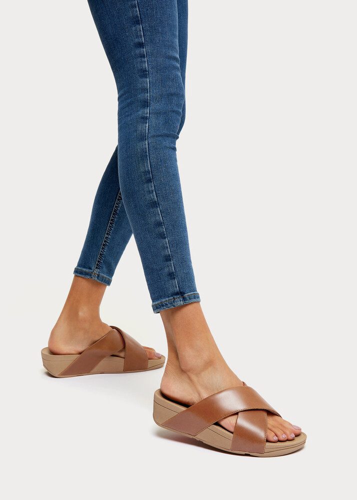 FitFlop Lulu Cross Slide Sandals K04-592 כפכפי נשים לולו איקס בצבע חום – תמונה 5