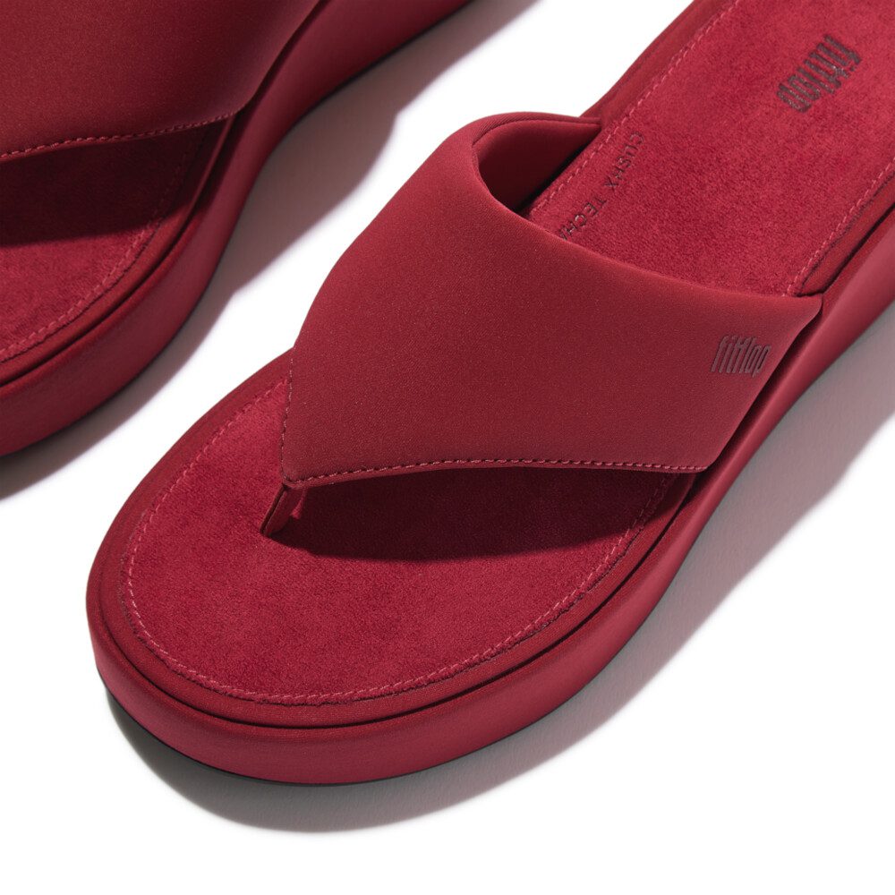 FitFlop Wedge Platform Sandals JF8-D47 סנדלי פלטפורמה לנשים בצבע אדום – תמונה 2