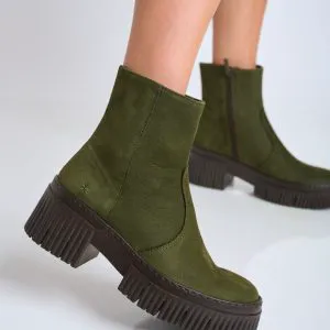 ART YORK Khaki מגפוני פלטפורמה מעור לנשים